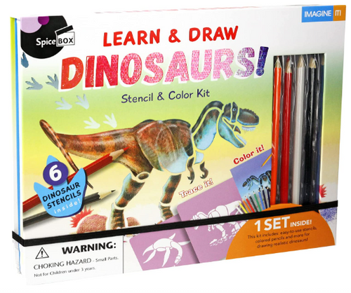 Dinosaur Book & Stencil Set