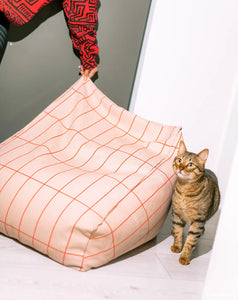 Vibes Armchair Bean Bag Pink Red Grid