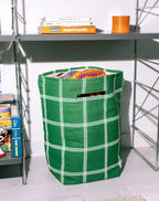 Vibes Large Storage Basket Green White Windowpane