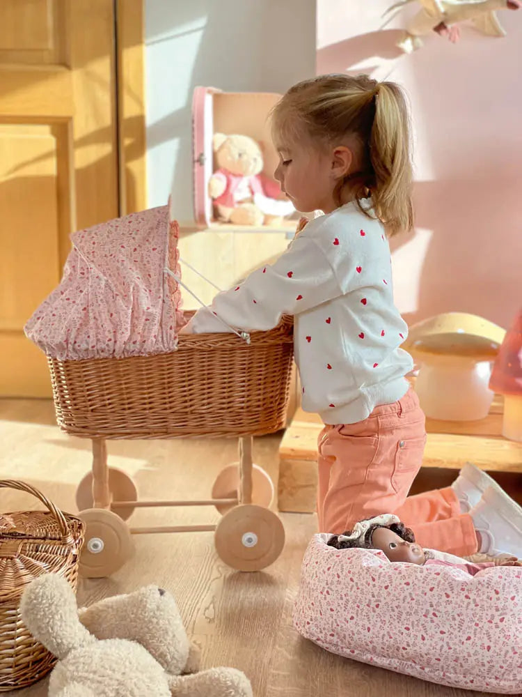 Ladybug Wicker Doll Pram