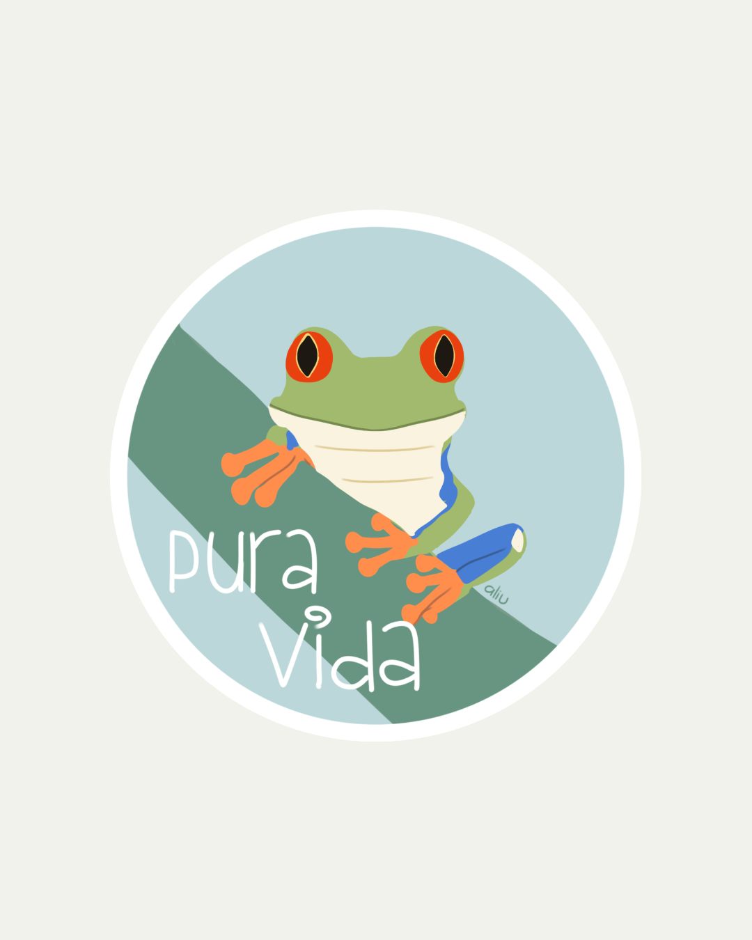 Bibidibú Stickers-Frog Pura Vida