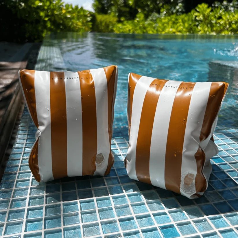 Swimming Armbands Yellow White Striped