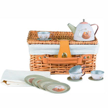Forest Tin Tea Set in a Wicker Basket