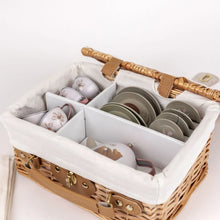 Forest Tin Tea Set in a Wicker Basket