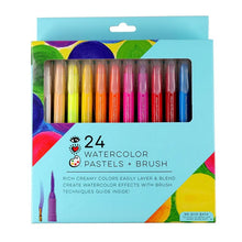 24 Watercolor Pastels + Brush