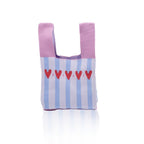 Dainty Tote- Strips Heart Blue