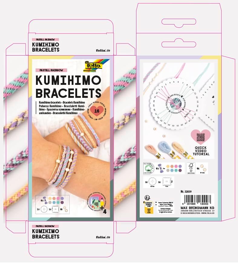 Kumihimo Bracelets Kit Pastel Rainbow