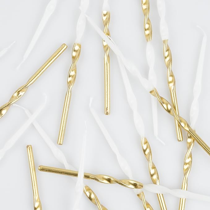 Gold Dipped Twisted Candles (Pack of 16)
