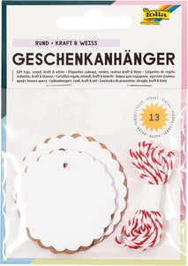 Gift Tags Round, Natural & White