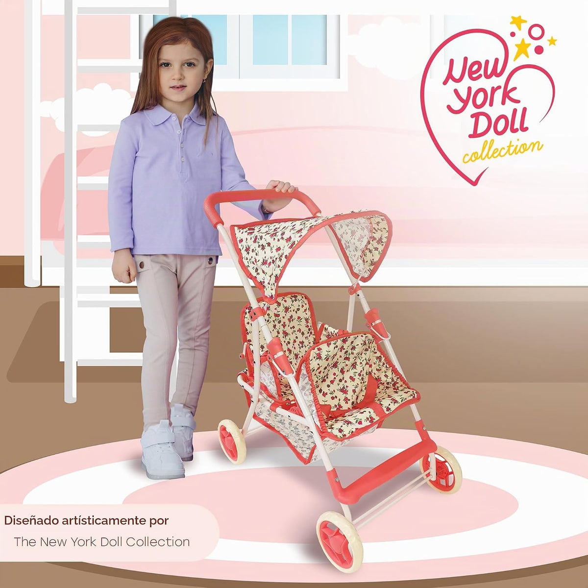 My First Doll Twin Stroller Floral
