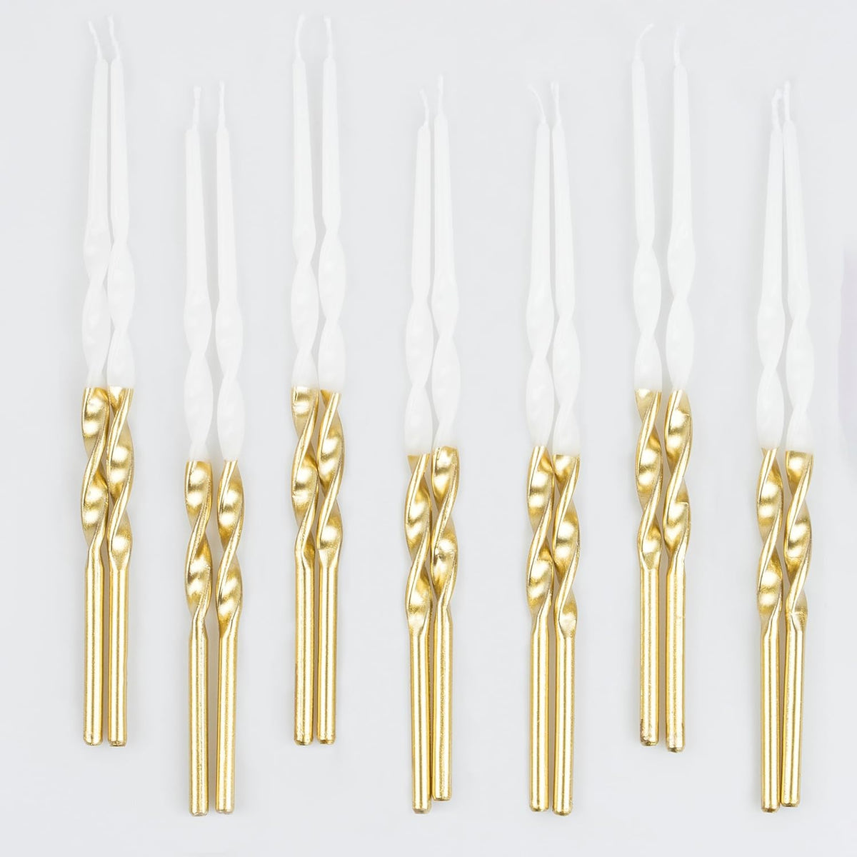 Gold Dipped Twisted Candles (Pack of 16)