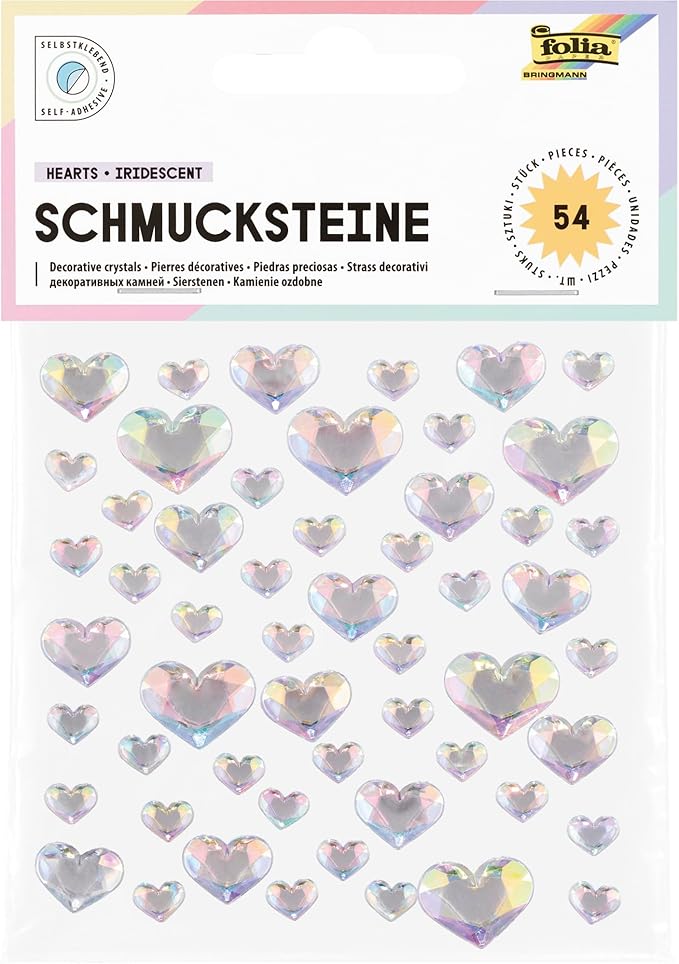 Decorative crystals Hearts Iridescent