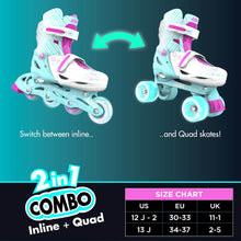 Neon Inline Skates Teal Pink US Big Kid 3-6