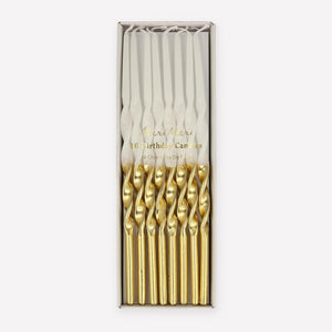Gold Dipped Twisted Candles (Pack of 16)