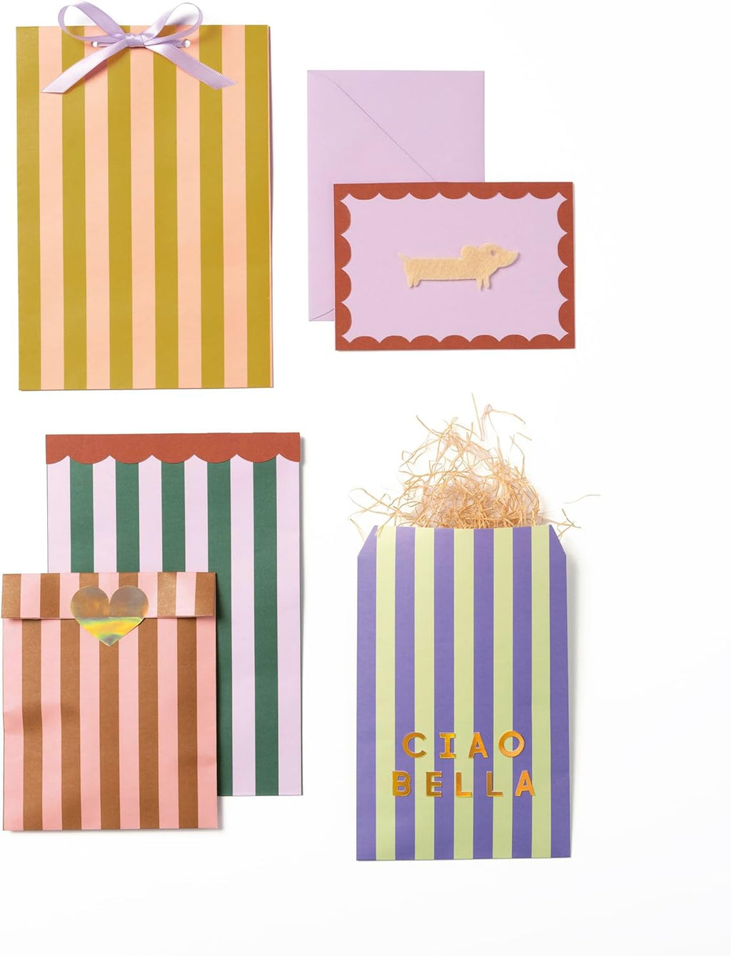 Flat Paper Bags Stripes Glow Up