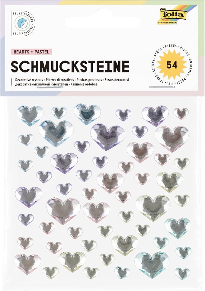 Decorative crystals Hearts Pastel