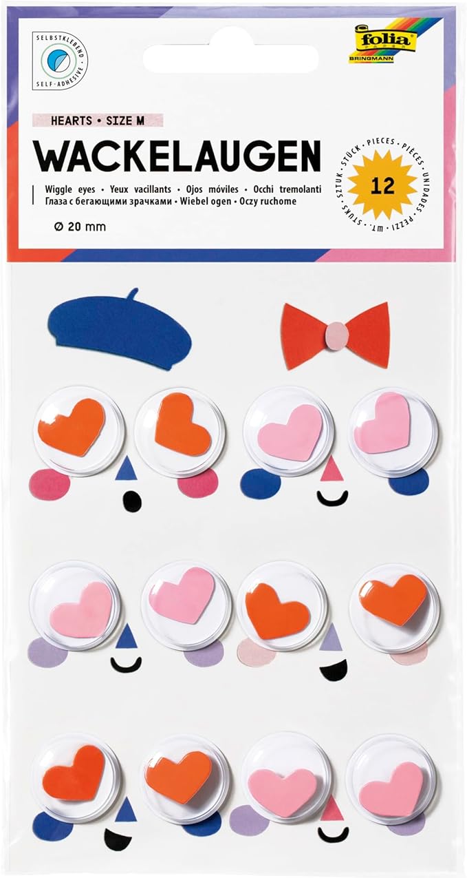 Wiggle eyes Hearts, Size S