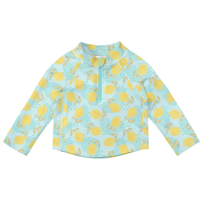 UPF50+ Zip Rashguard- Aqua Dot Lemons (5 tallas)