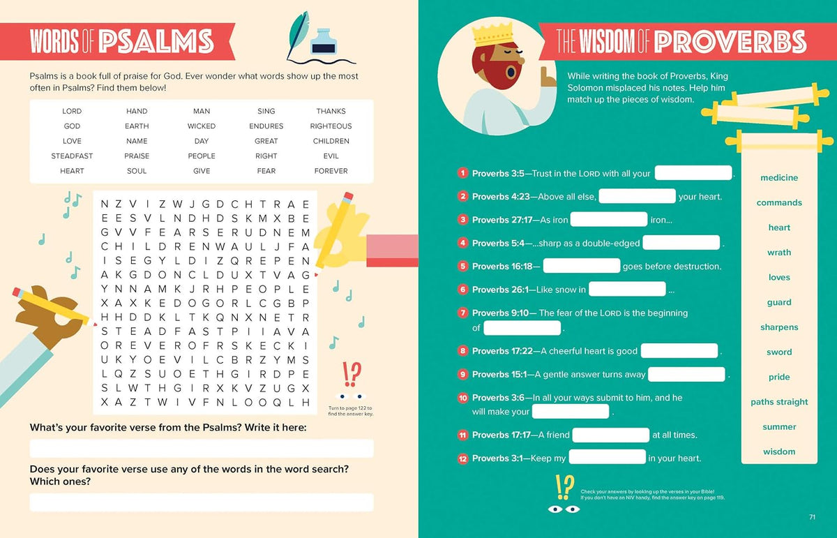 Bible infographics for kids activity book