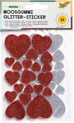 Foam Rubber Glitter Stickers Hearts Love
