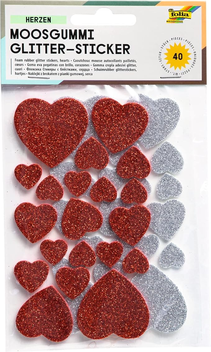 Foam Rubber Glitter Stickers Hearts Love