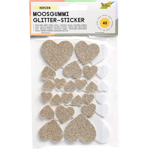 Foam Rubber Glitter Stickers Hearts Classic