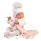 Muñeco Llorens articulado 43 cm - Recién Nacidos muy suaves - Bebé Tina con Toquilla Bambi Rosa