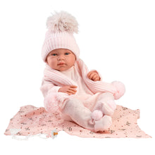 Muñeco Llorens articulado 43 cm - Recién Nacidos muy suaves - Bebé Tina con Toquilla Bambi Rosa