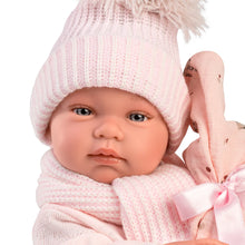 Muñeco Llorens articulado 43 cm - Recién Nacidos muy suaves - Bebé Tina con Toquilla Bambi Rosa