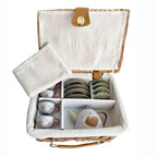 Forest Tin Tea Set in a Wicker Basket