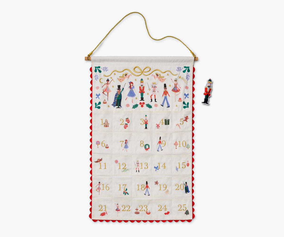 Nutcracker  Embroidered  Hanging  Advent  Calendar