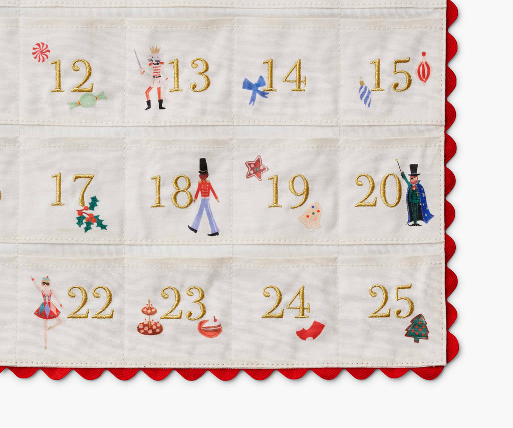 Nutcracker  Embroidered  Hanging  Advent  Calendar