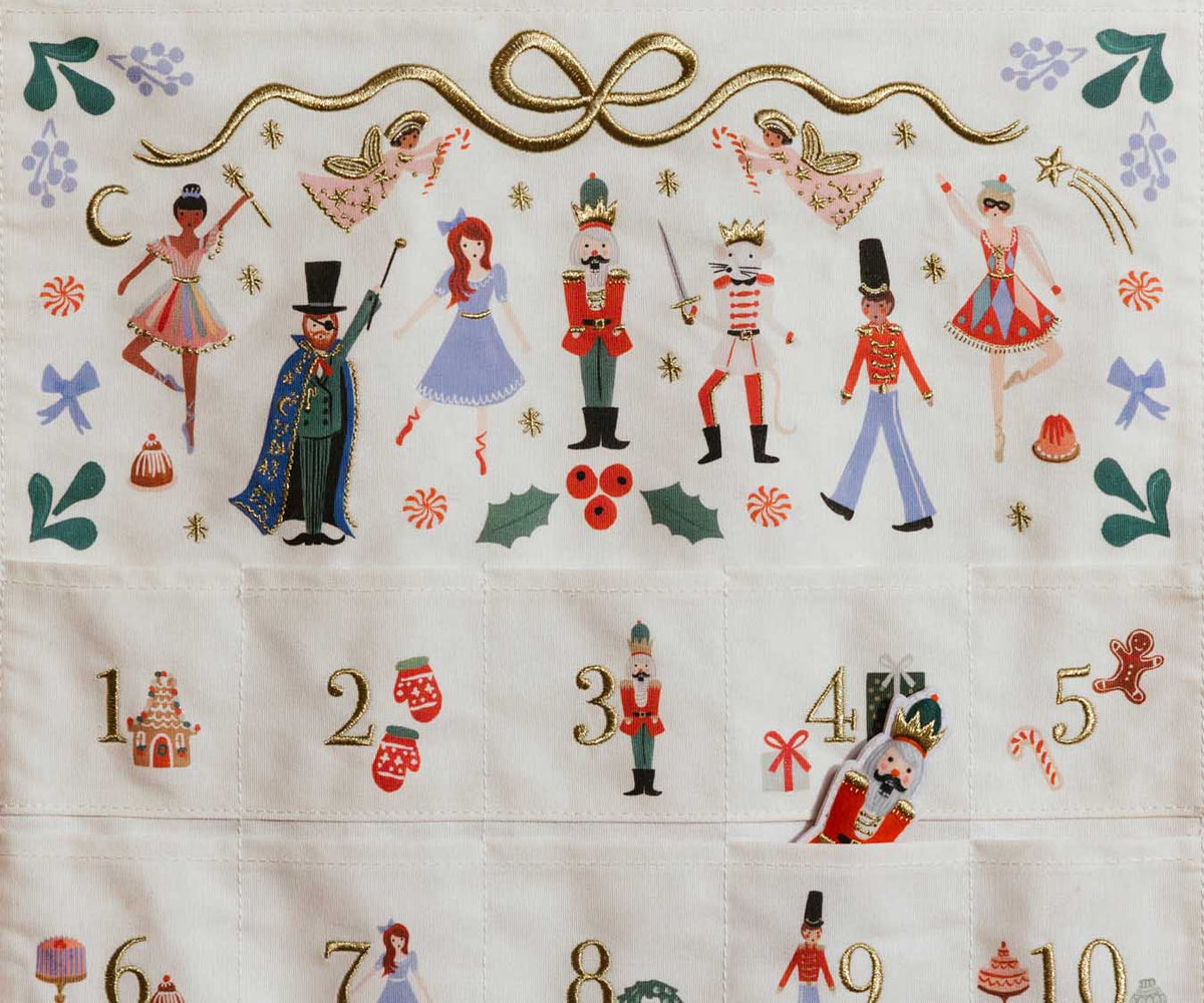 Nutcracker  Embroidered  Hanging  Advent  Calendar