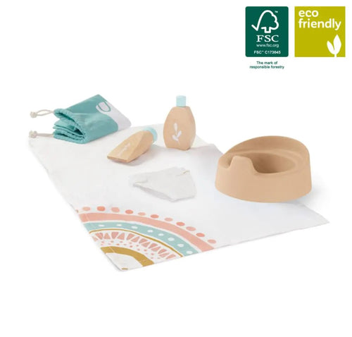 Set de higiene de madera para muñecos