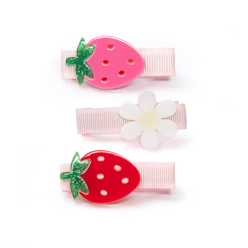 Strawberry Daisy Pink and Red Hair Clip