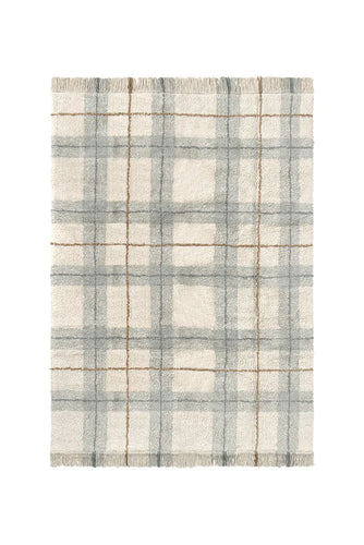 Washable Rug Tartan Blue Sage M
