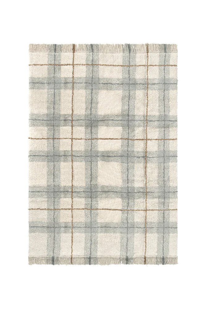 Washable Rug Tartan Blue Sage S