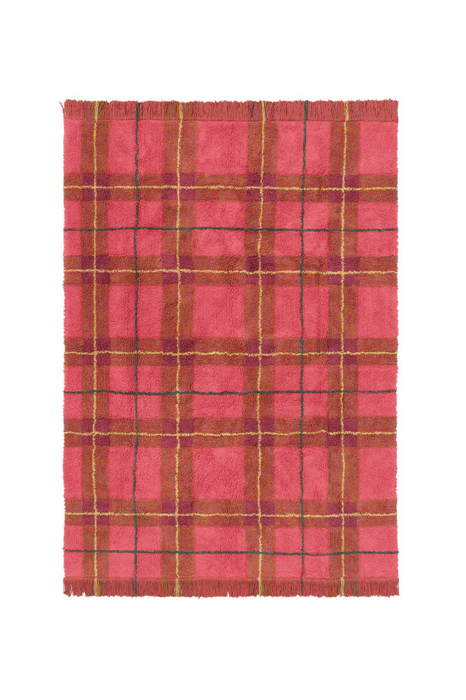Washable Rug Tartan Vintage Red M