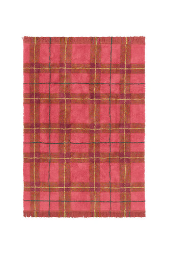 Washable Rug Tartan Vintage Red M