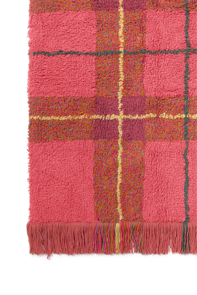 Washable Rug Tartan Vintage Red M