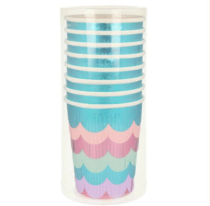 Mermaid Scalloped Fringe Cups (x 8)