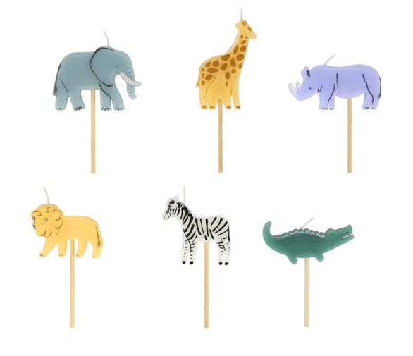 Jungle Animal Candles (x 6)