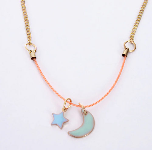 Enamel Moon & Star Necklace