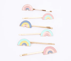 Enamel Rainbow Hair Slides (x 6)