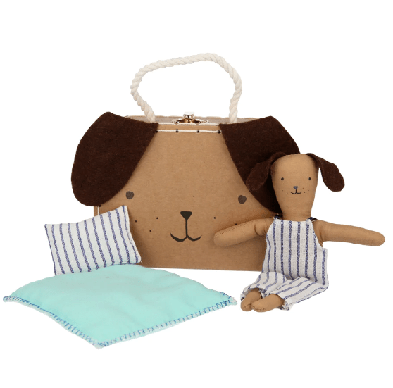 Stripy Puppy Mini Suitcase Doll