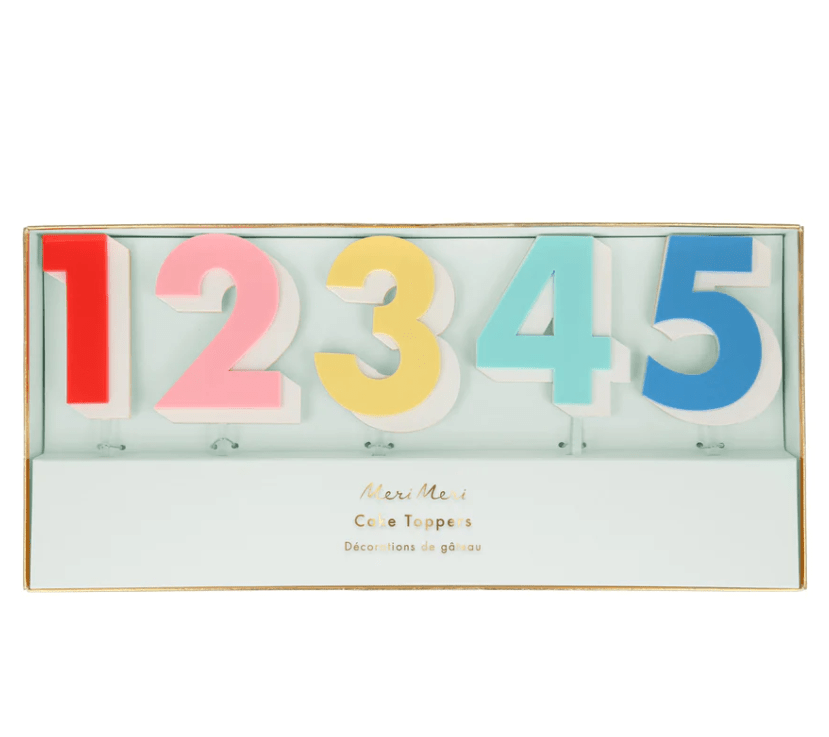 Rainbow Number Acrylic Toppers (x 10)
