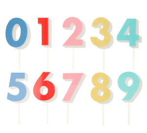 Rainbow Number Acrylic Toppers (x 10)