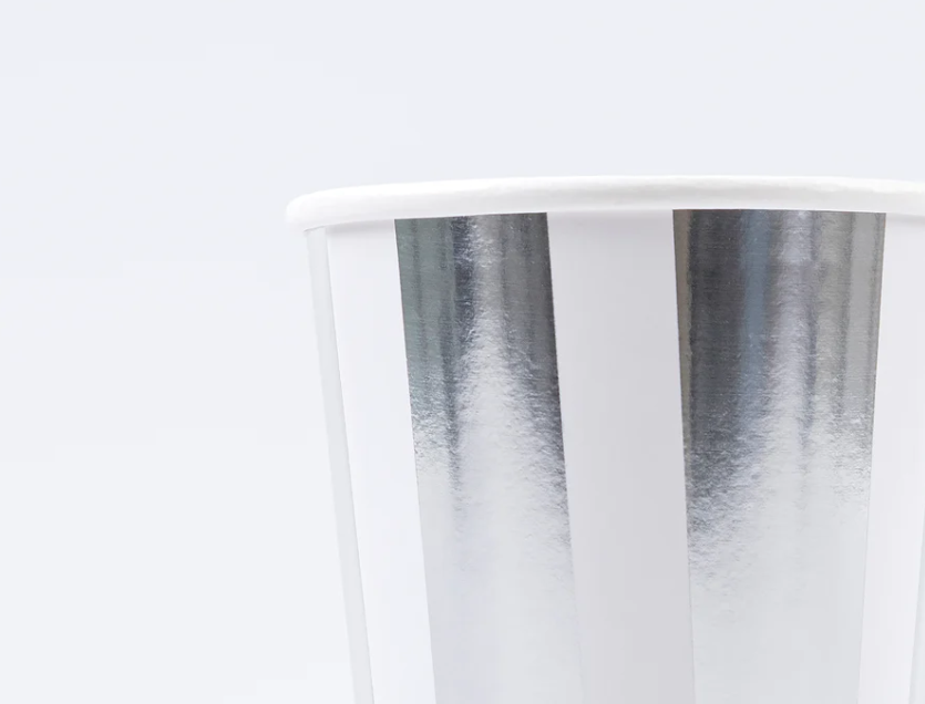 Silver Stripe Cups (x 8)