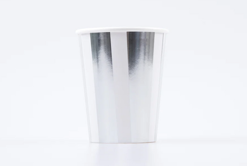 Silver Stripe Cups (x 8)