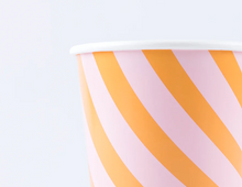 Pink & Orange Stripy Cups (x 8)